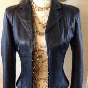 Vintage Italian Kor@Kor Black Leather Jacket  4/6